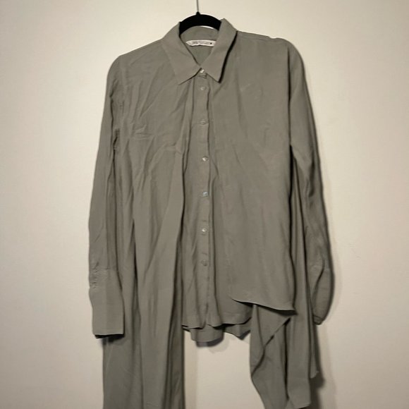 Zara Caledon Green Flowed Panel Button Down Shirt Blouse. Size Small - Picture 2 of 12